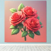 Toile Bouquet de roses rouges vibrant (Insitu (Plancher de Bois))