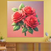 Toile Bouquet de roses rouges vibrant (Insitu(Salon))