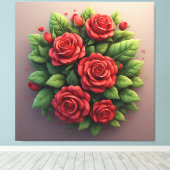 Toile Bouquet de roses rouges vibrant (Insitu (Plancher de Bois))