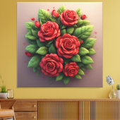 Toile Bouquet de roses rouges vibrant (Insitu(Salon))