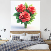 Toile Bouquet de roses rouges vibrant (Insitu(Chambre))