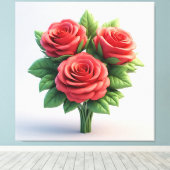 Toile Bouquet de roses rouges vibrant (Insitu (Plancher de Bois))