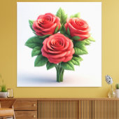 Toile Bouquet de roses rouges vibrant (Insitu(Salon))