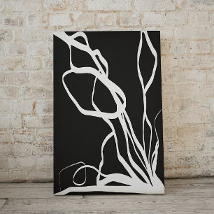 Toile Bouquet Noir : Abstrait noir et blanc