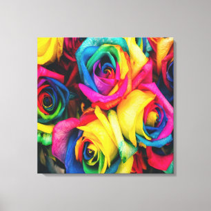 Toile Bouquet Rose arc-en-ciel