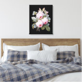Toile Bouquet Rose de Bourbon en anglais sur Black par R (Insitu(Chambre))