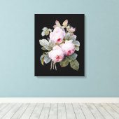 Toile Bouquet Rose de Bourbon en anglais sur Black par R (Insitu (Plancher de Bois))