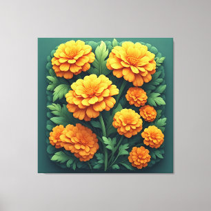 Toile Bouquet vibrant de soucis orange