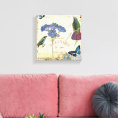 Toile Bouquet vintage de fleurs, oiseaux et papillons (Insitu(Salon))