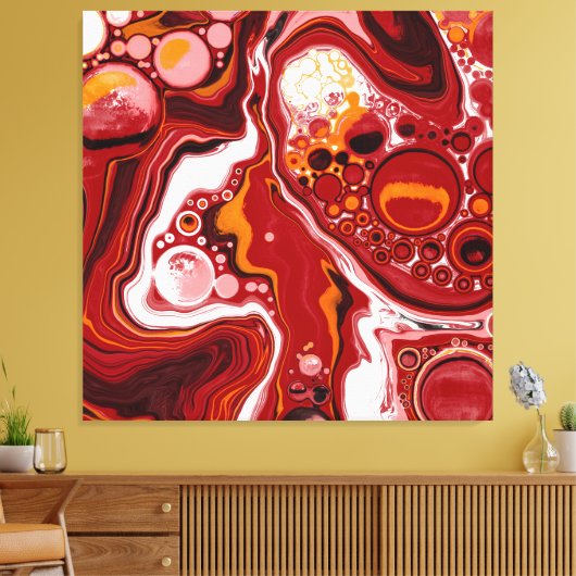 Toile Bourgogne et blanc Digital Fluid Art (Insitu(Salon))