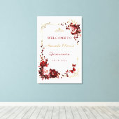 Toile Bourgogne et or Quinceañera Accueil Imprimable (Insitu (Plancher de Bois))