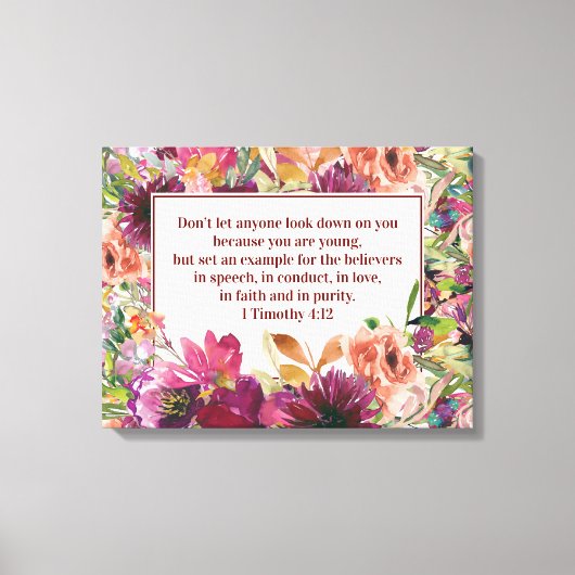 Toile Bourgogne Floral Bible Chrétienne Timothée Jeuness (Recto)