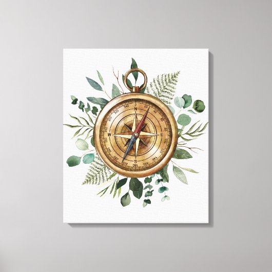 Toile Boussole de feuillage à l'aquarelle (Recto)