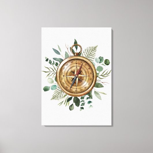 Toile Boussole de feuillage à l'aquarelle (Recto)