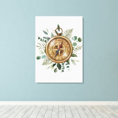 Toile Boussole de feuillage à l'aquarelle (Insitu (Plancher de Bois))