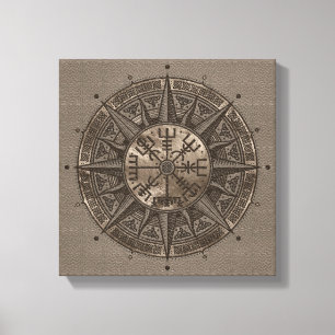 Toile Boussole de Vegvisir - de Viking - cuir et or