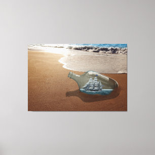 TOILE BOUTEILLE DE NAVIRE BEACH OCEAN STRETCHÉ CANVAS AR