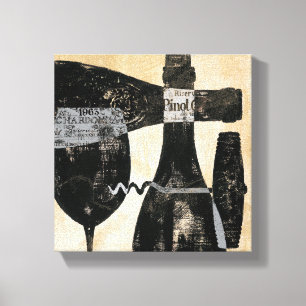 Toile Bouteille de vin et verre