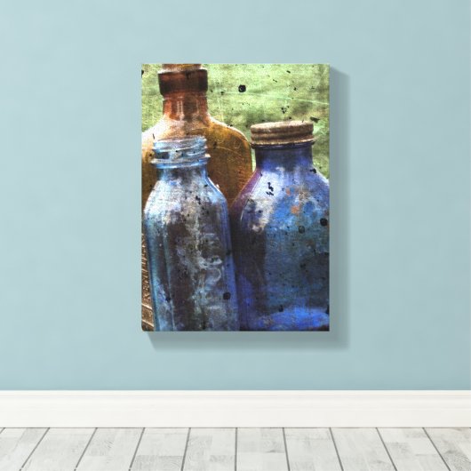 Toile Bouteilles vintages (Insitu (Plancher de Bois))