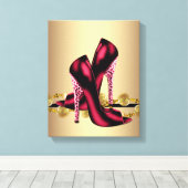 Toile Boutique Chaussures Léopard Noir et Rouge (Insitu (Plancher de Bois))