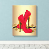 Toile Boutique Chaussures Léopard Noir et Rouge (Insitu (Plancher de Bois))