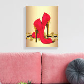 Toile Boutique Chaussures Léopard Noir et Rouge (Insitu(Salon))