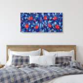 Toile Bouvreuils, Oiseaux Rouges Arbres Bleus Peinture d (Insitu(Chambre))