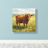 Toile Bovins dans la prairie Fleur sauvage (Insitu (Plancher de Bois))