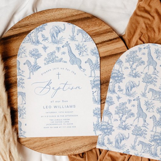 Toile Boy Baptism Safari Chinoiserie Invitation