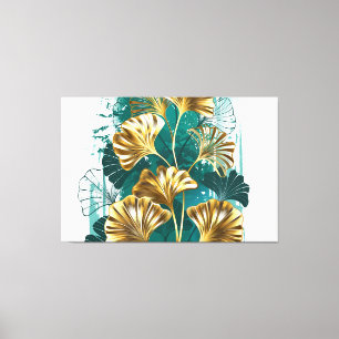 Toile Branche avec Feuilles d'or Ginko Biloba