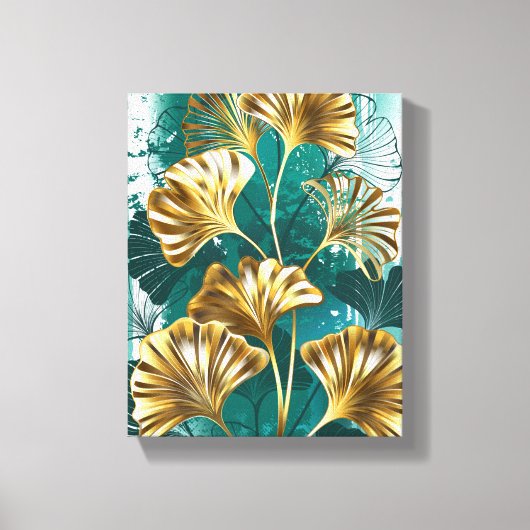 Toile Branche avec Feuilles d'or Ginko Biloba (Recto)