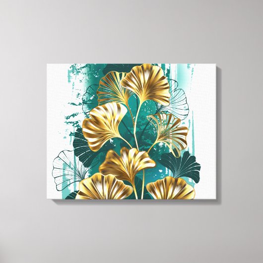 Toile Branche avec Feuilles d'or Ginko Biloba (Recto)