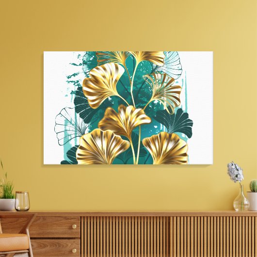 Toile Branche avec Feuilles d'or Ginko Biloba (Insitu(Salon))