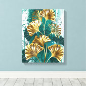 Toile Branche avec Feuilles d'or Ginko Biloba (Insitu (Plancher de Bois))