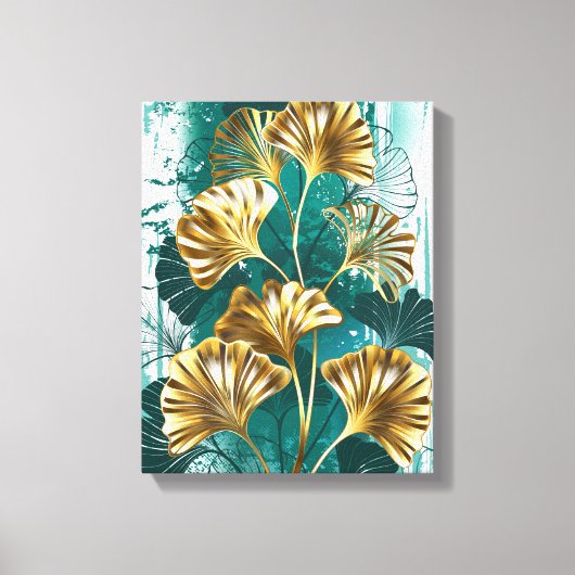 Toile Branche avec Feuilles d'or Ginko Biloba (Recto)