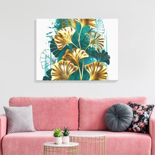 Toile Branche avec Feuilles d'or Ginko Biloba (Insitu(Salon))