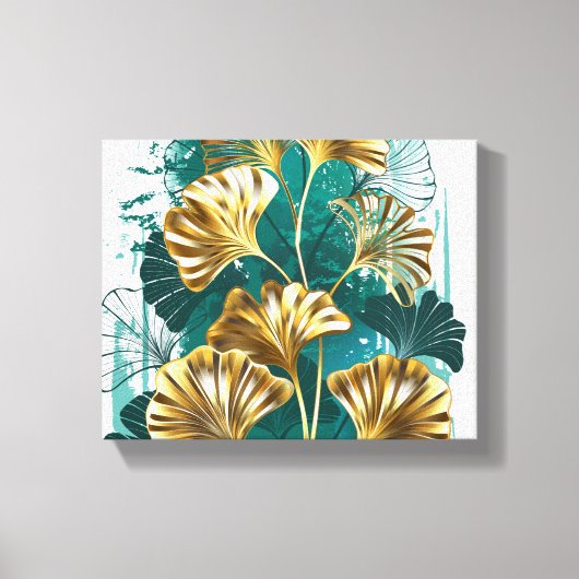Toile Branche avec Feuilles d'or Ginko Biloba (Recto)
