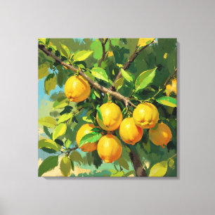 Toile Branche de citrons avec fruits jaune vif