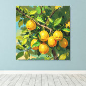 Toile Branche de citrons avec fruits jaune vif (Insitu (Plancher de Bois))