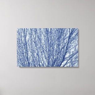 Toile Branches de bouleau - Effet Cyanotype