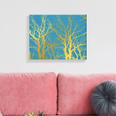 Toile Branches Gold Tree Motif Arrière - plan bleu (Insitu(Salon))