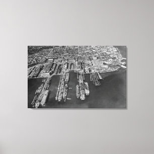 Toile Bremerton, vue aérienne de WA des docks de marine