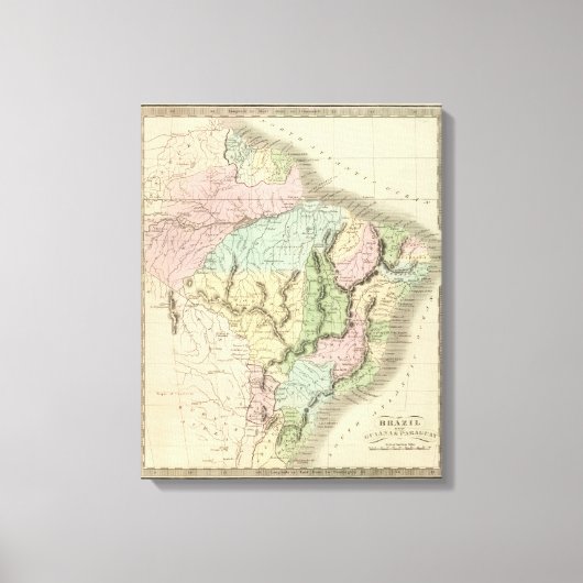 Toile Brésil Avec la Guyane et le Paraguay (Recto)