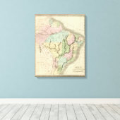 Toile Brésil Avec la Guyane et le Paraguay (Insitu (Plancher de Bois))