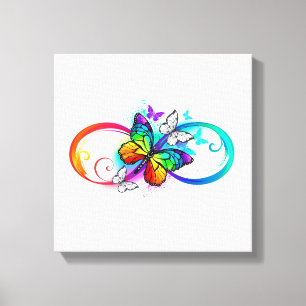 Toile Bright infinity with rainbow butterfly