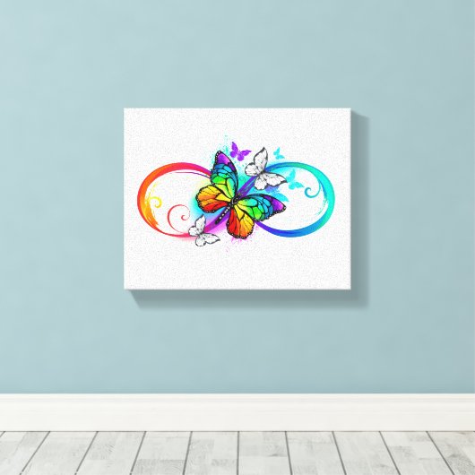Toile Bright infinity with rainbow butterfly (Insitu (Plancher de Bois))