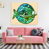 Toile Brillant contemporain Friendly Poisson imprimé art (Insitu(Salon))