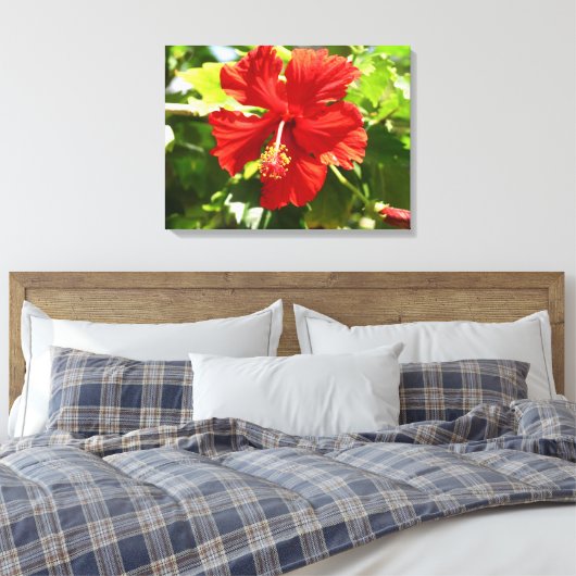 Toile Brilliant Rouge Hibiscus Flower Canvas Imprimer (Insitu(Chambre))