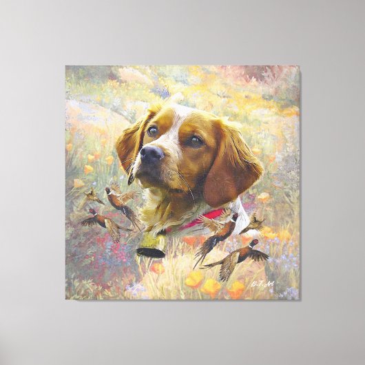 Toile Brittany Spaniel Art, Chasse de faisan (Recto)
