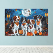 Toile Brittany Spaniel Halloween Effrayant (Insitu (Plancher de Bois))